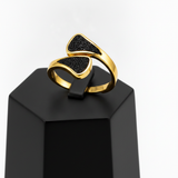 Black Glitter Open Adjustable Ring for Women