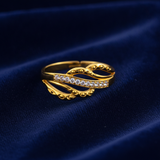 Delicate Leaf Branch CZ Open Ring for Women