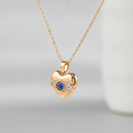 Lucky Evil Eye Heart Pendant Chain Necklace for Women