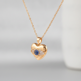 Lucky Evil Eye Heart Pendant Chain Necklace for Women