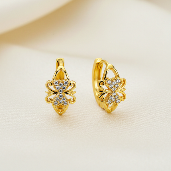NXGOLD Floral Crystal Gold-Toned Hoop Earrings for Women