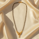 Women's Traditional Black Bead Mangalsutra with CZ Stone Pendant
