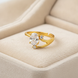 Elegant Oval Cut Crystal Solitaire Ring for Women