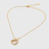 Forever Love Crystal Open Heart Pendant Necklace