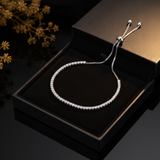 Classic CZ Tennis 925 Sterling Silver Adjustable Bracelet for Women & Girls