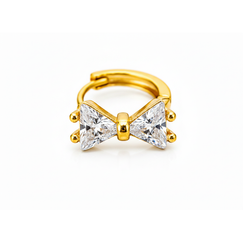NXGOLD Crystal Bow Gold-Toned Huggie Hoop Earrings for Women