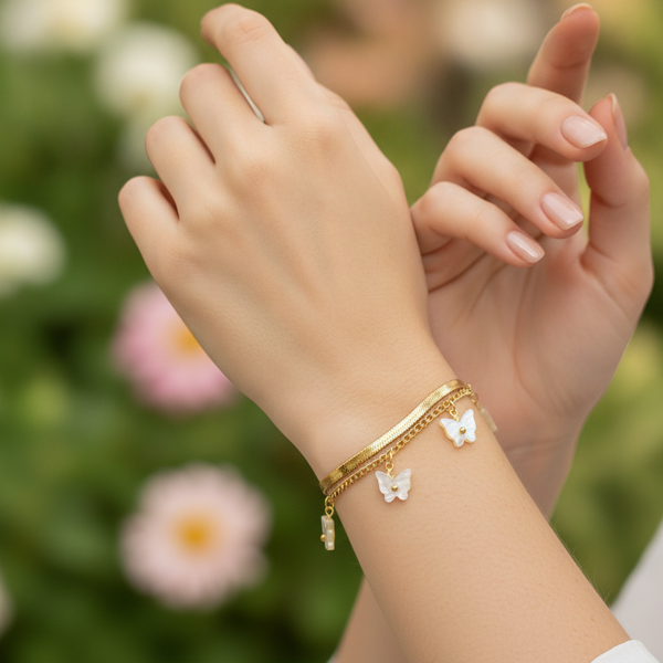 NXGOLD Double Layer Butterfly Bracelet