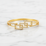 Luxury Geometric CZ Open Kada Bracelet for Women