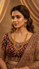 NXGOLD Premium Gold Beaded Choker Necklace Set with Matching Earrings
