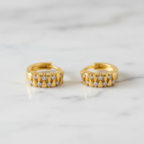 NXGOLD Geometric Crystal Gold-Toned Huggie Hoop Earrings for Women