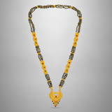 Traditional Mangalsutra Necklace with Red & Green Stone Pendant