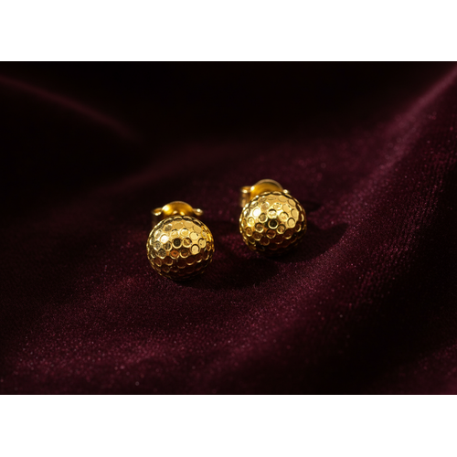 NXGOLD Textured Dome Gold-Toned Stud Earrings for Women