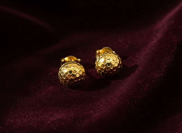 NXGOLD Textured Dome Gold-Toned Stud Earrings for Women
