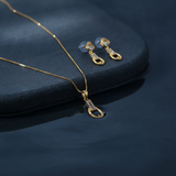 Premium Oval Link Pendant Necklace & Matching Earrings
