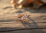 Rose Gold Floral Crystal Ring for Girls & Women