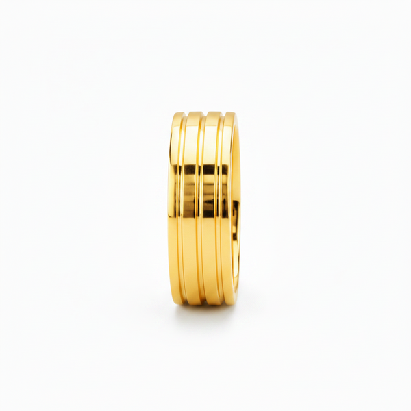 NXGOLD Elegant Plain Band Ring with Triple Line Design