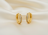 NXGOLD Crystal Line Gold-Toned Hoop Earrings for Women