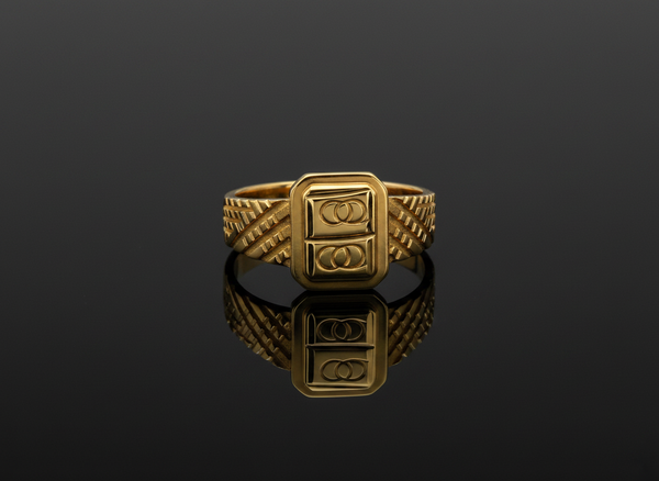 NXGOLD Premium Men’s Ring with Rectangular Engraved Design