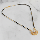NXGOLD Designer Black Bead Mangalsutra with Cubic Zirconia Pendant