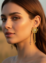NXGOLD Star Charm Tassel Crystal Earrings
