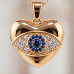 Lucky Evil Eye Heart Pendant Chain Necklace for Women
