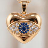 Lucky Evil Eye Heart Pendant Chain Necklace for Women