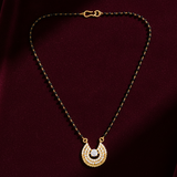NXGOLD Designer Black Bead Mangalsutra with Cubic Zirconia Pendant