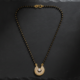 NXGOLD Designer Black Bead Mangalsutra with Cubic Zirconia Pendant