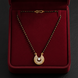 NXGOLD Designer Black Bead Mangalsutra with Cubic Zirconia Pendant