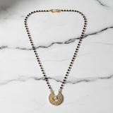 NXGOLD Designer Black Bead Mangalsutra with Cubic Zirconia Pendant