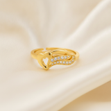 Designer Heart Wing Open Ring with Cubic Zirconia