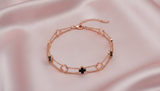 Rose Gold Double Layer Black Clover Bracelet for Women