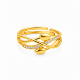 NXGOLD Infinity Leaf CZ Adjustable Ring for Women