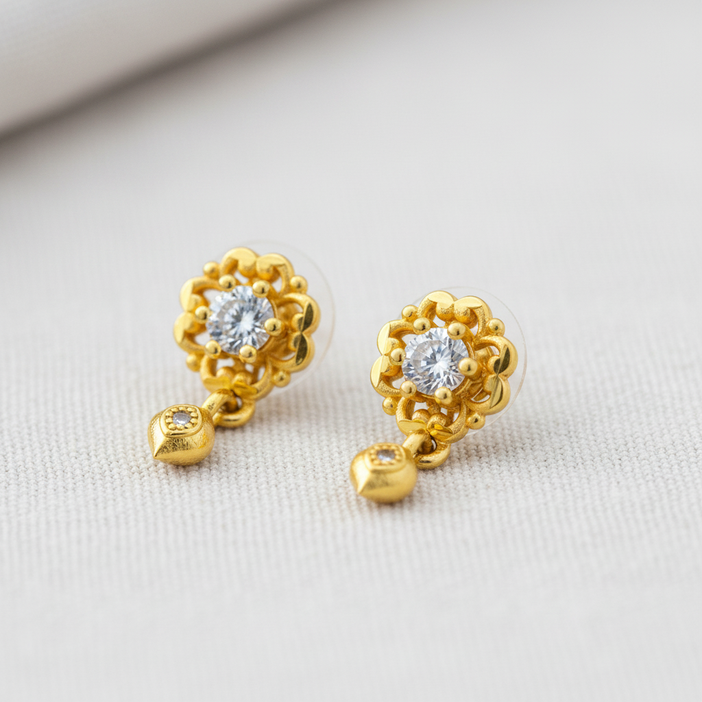 NXGOLD Blossom Spark Crystal Drop Earrings