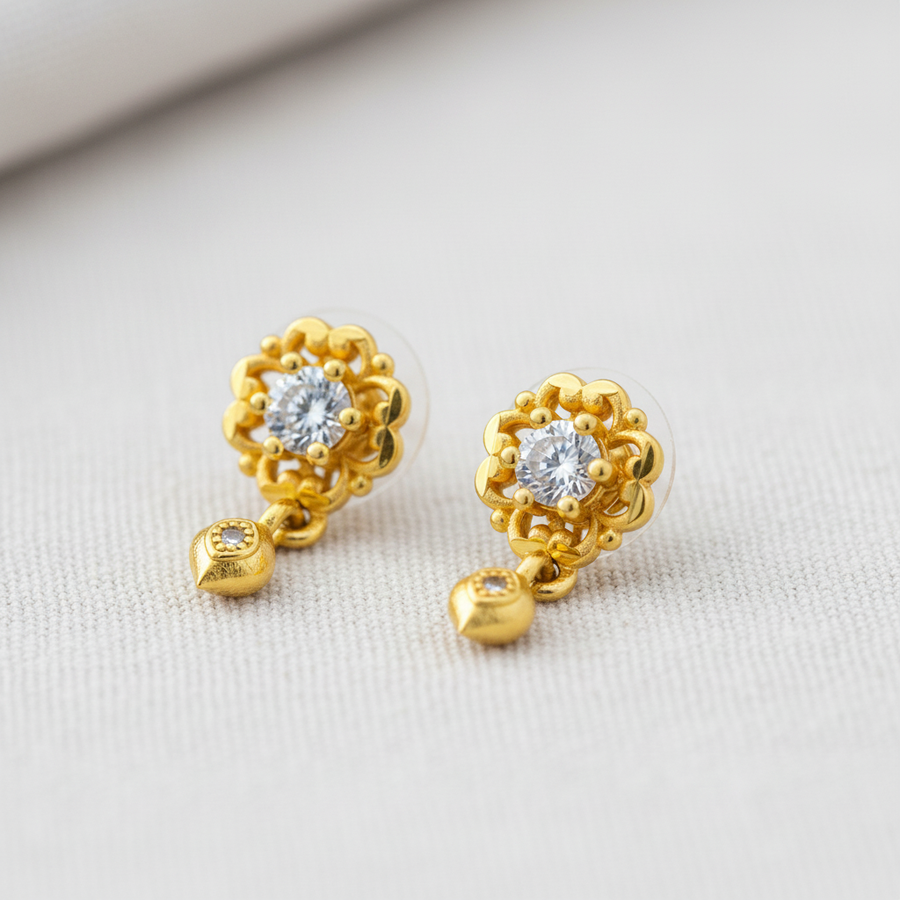 NXGOLD Blossom Spark Crystal Drop Earrings