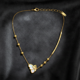 Elegant Gold Butterfly & Bead Chain Necklace