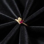 NXGOLD Romantic Heart & Pear Cut Ruby Stone Ring for Women