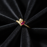 NXGOLD Romantic Heart & Pear Cut Ruby Stone Ring for Women