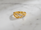 Delicate Leaf Branch CZ Open Ring for Women