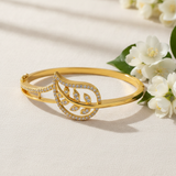 Designer Botanical Leaf CZ Gold Bracelet Women & Girls