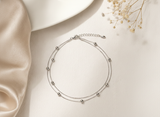 925 Sterling Silver Double Layer Bead Bracelet for Women