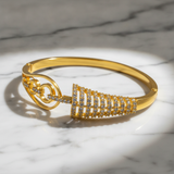 Royal Sparkle Wave Link Open Cuff Bracelet for Women