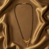 Women's Traditional Black Bead Mangalsutra with CZ Stone Pendant
