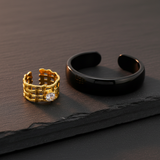 Elegant Anti-Tarnish Woven Pattern Ring with CZ Stone