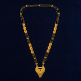 Traditional Mangalsutra Necklace with Red & Green Stone Pendant