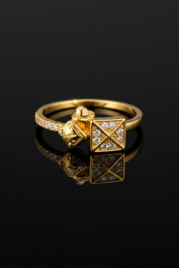 NXGOLD Royal Geometric Diamond Accent Gold Ring for Women