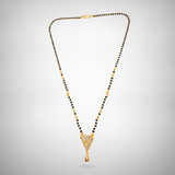 Designer Triangle CZ Stone Mangalsutra with Ruby Drop Pendant for Women