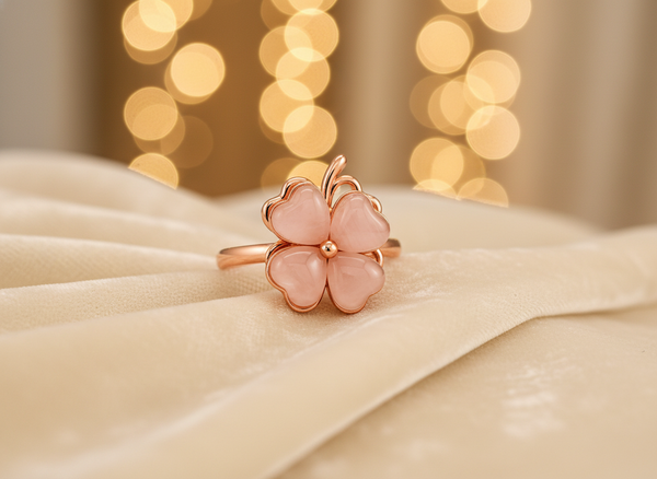 Rose Gold Clover Flower Ring for Women