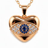 Lucky Evil Eye Heart Pendant Chain Necklace for Women