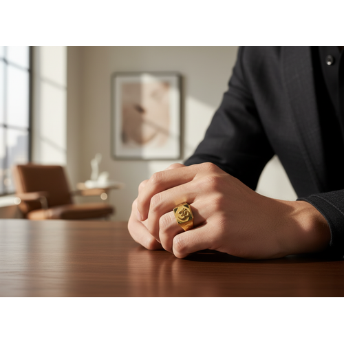 NXGOLD Om Royale Geometric Gold Signet Ring for Men